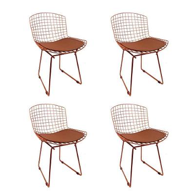 Kit 4 Cadeiras Bertoia Cobre Com Assento Cobre