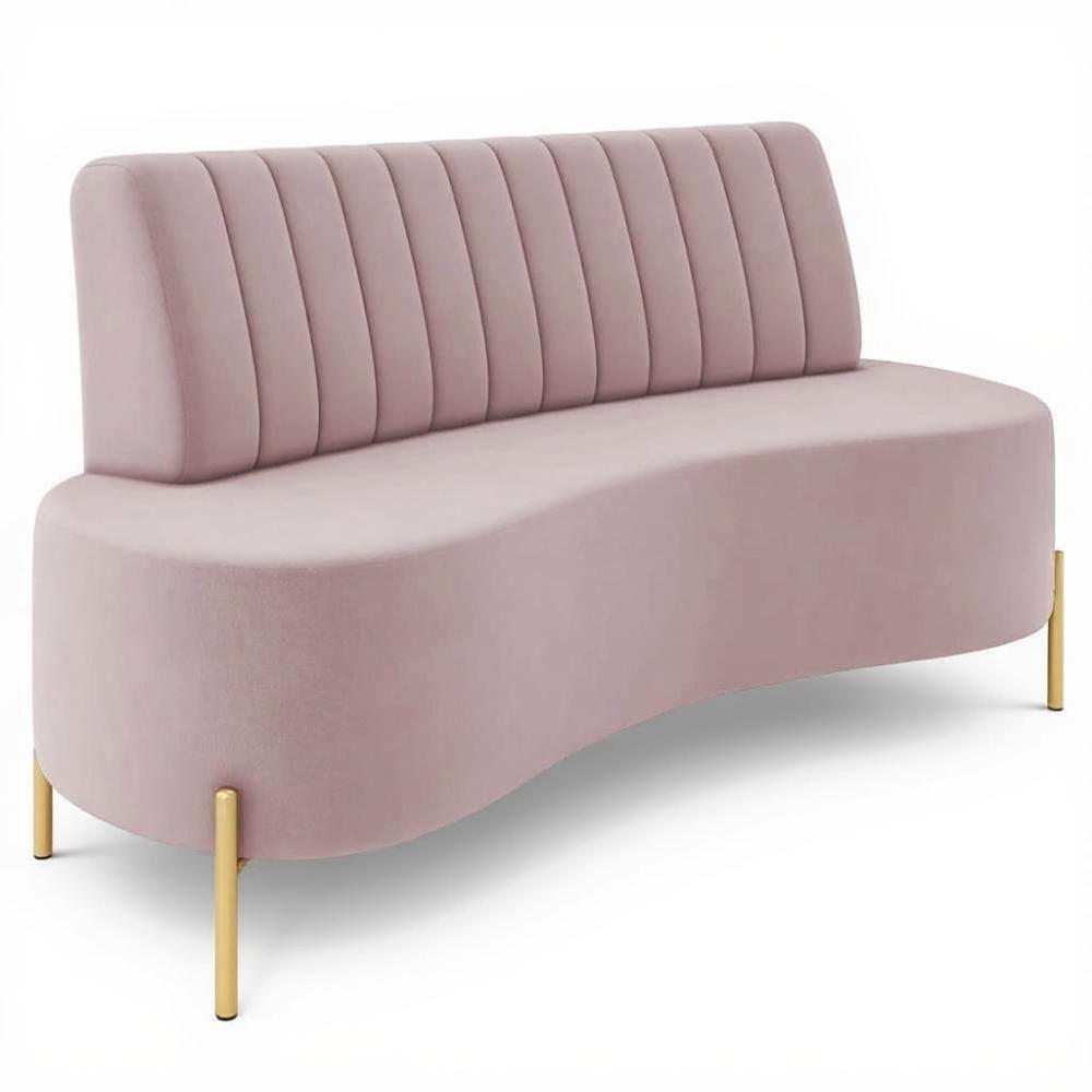Sofá 2 Lugares 135cm Pés Aço Dourado Tamar Veludo Rosê Z08 - Mpozenato - 2
