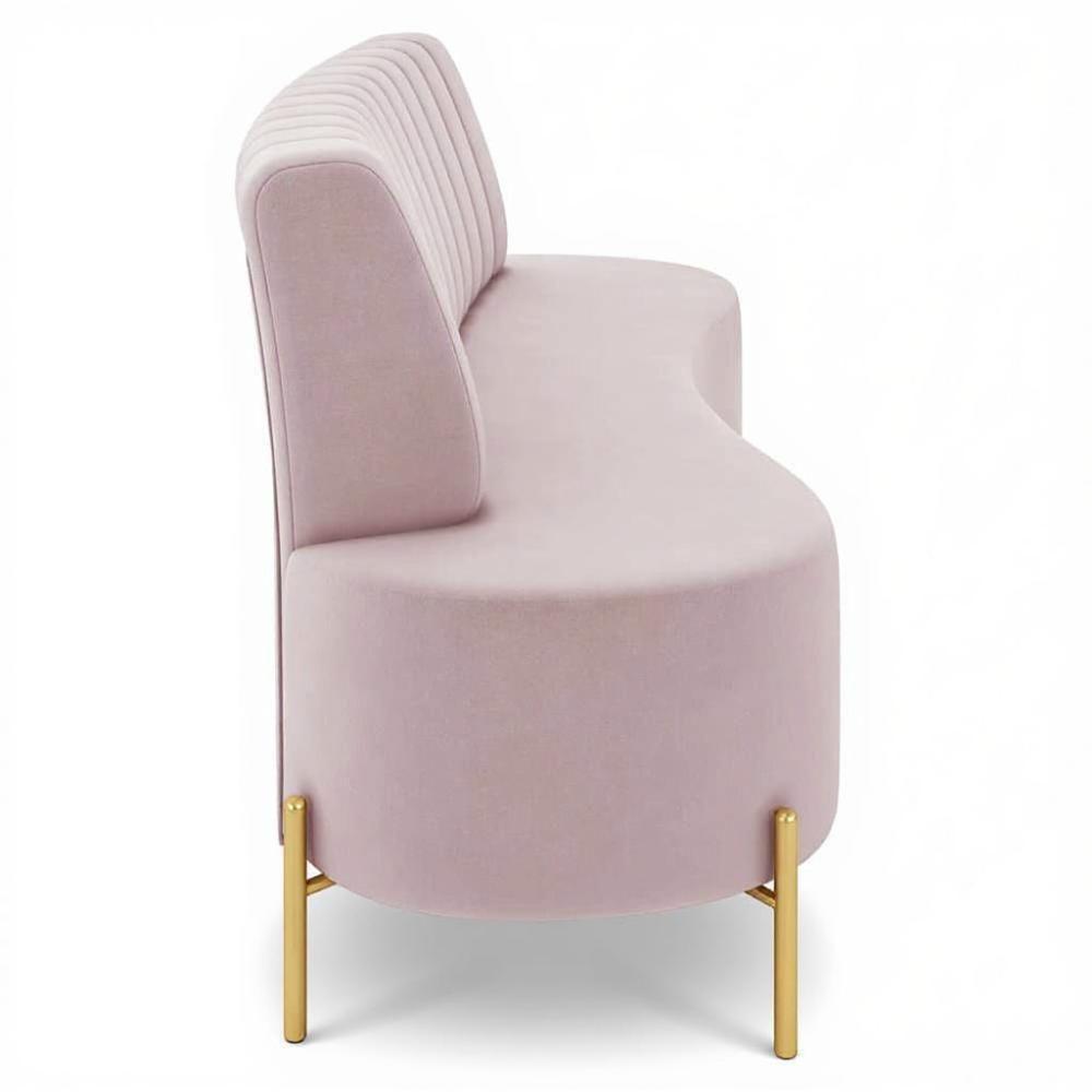 Sofá 2 Lugares 135cm Pés Aço Dourado Tamar Veludo Rosê Z08 - Mpozenato - 6