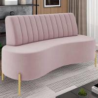 Sofá 2 Lugares 135cm Pés Aço Dourado Tamar Veludo Rosê Z08 - Mpozenato - 1