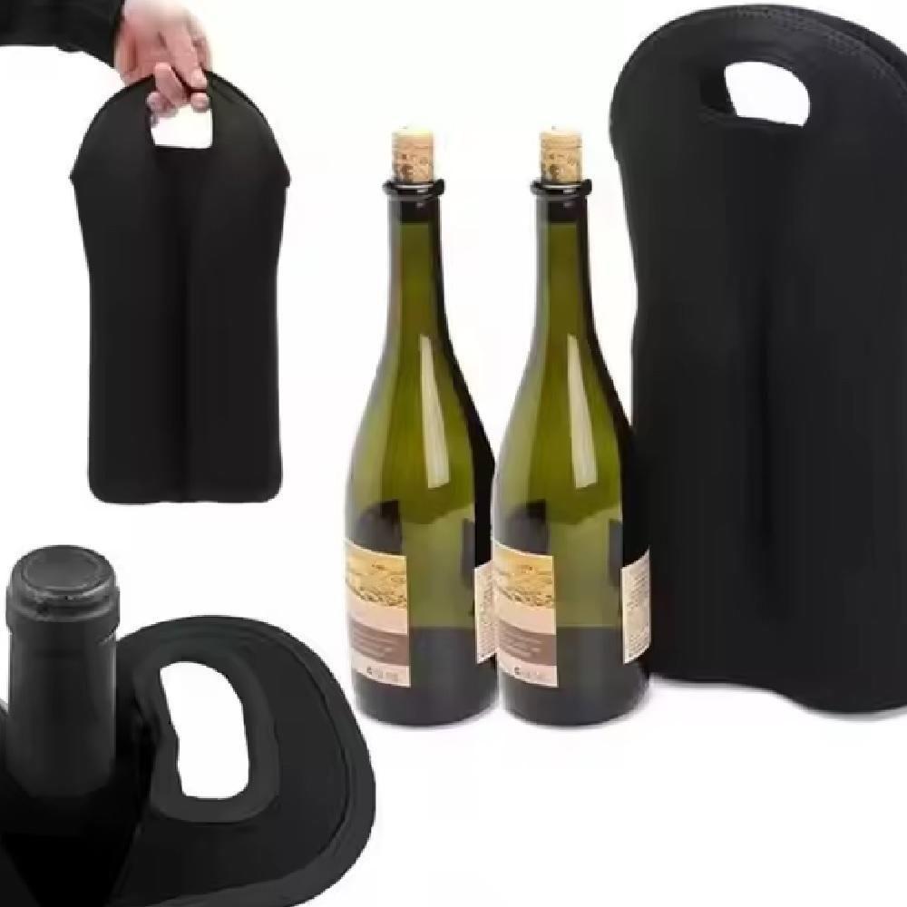 Bolsa Termica 2 Garrafas Porta Vinho Wine Bag Sacola Champanhe Neopreme Acolchoada Portatil Alça - 2