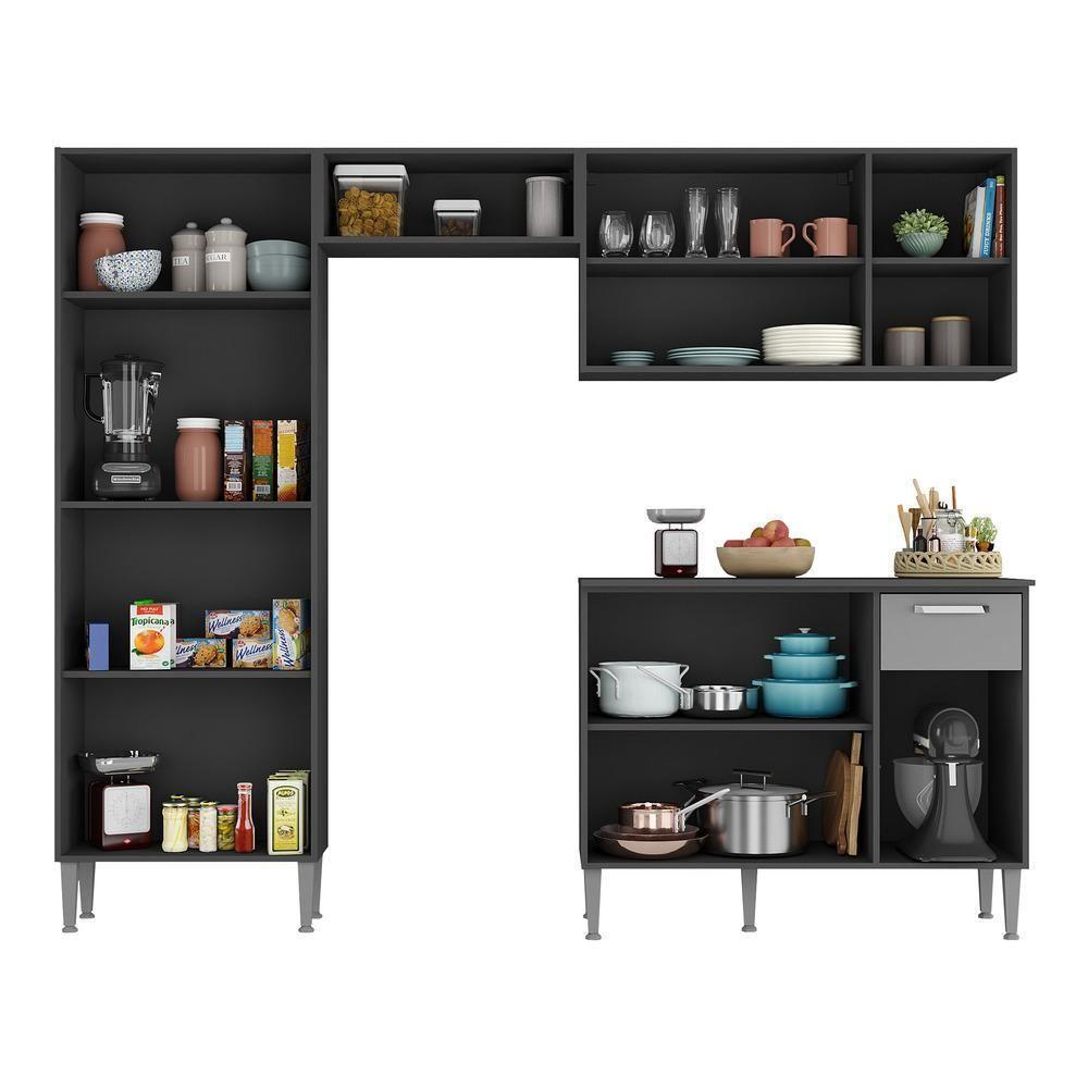 Cozinha Compacta Xangai Plus Multimóveis Preta/Grafite - 3