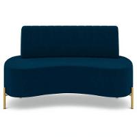 Sofá 2 Lugares 135cm Pés Aço Dourado Tamar Veludo Azul Z08 - Mpozenato - 5