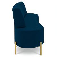 Sofá 2 Lugares 135cm Pés Aço Dourado Tamar Veludo Azul Z08 - Mpozenato - 6
