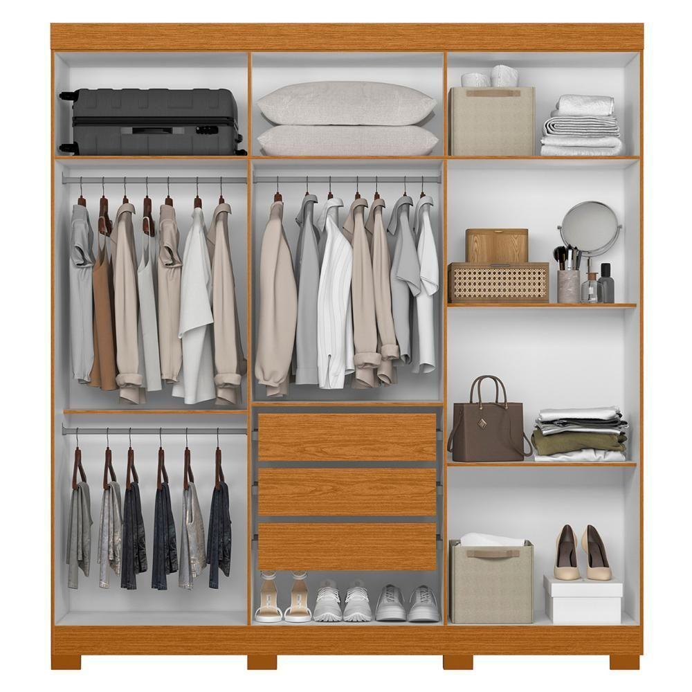 Guarda Roupa Casal 200cm Com Espelho Viny A02 Cinamomo - Mpozenato - 3