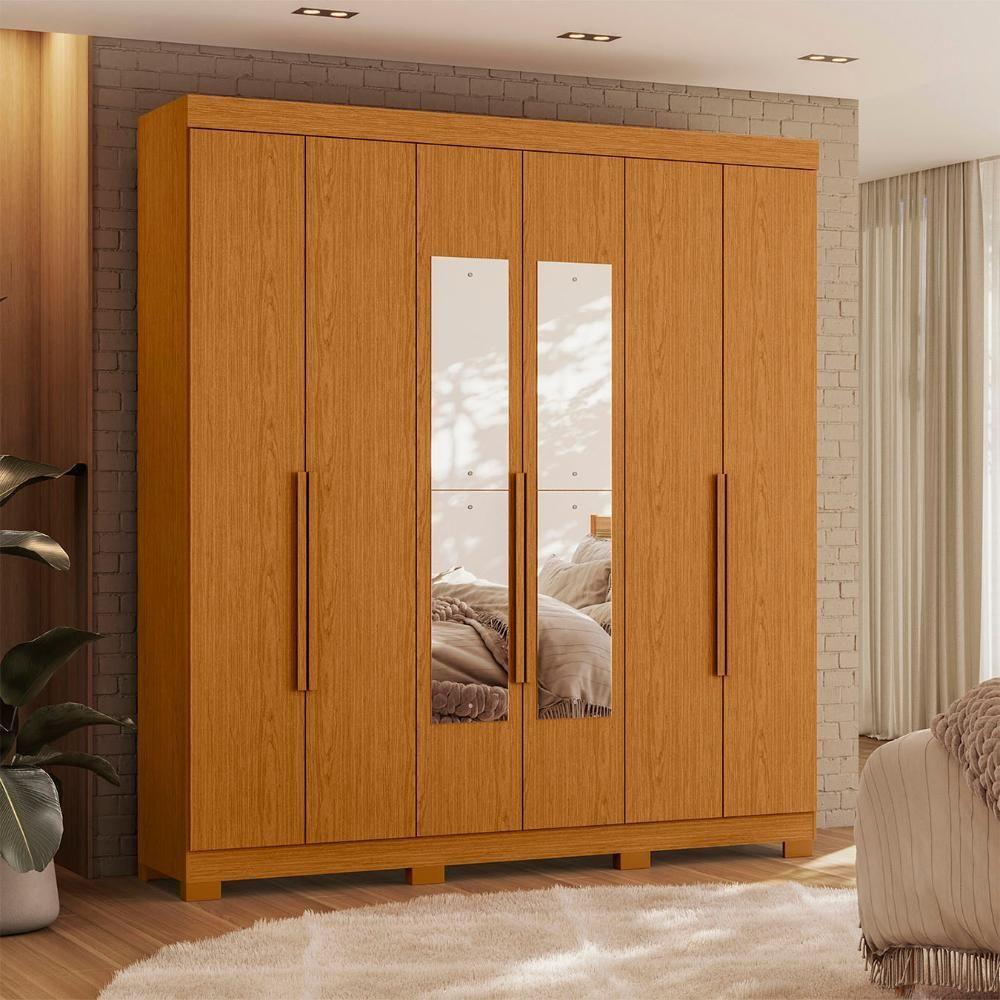 Guarda Roupa Casal 200cm Com Espelho Viny A02 Cinamomo - Mpozenato - 5
