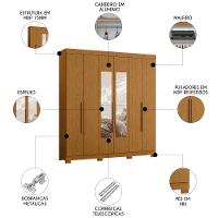Guarda Roupa Casal 200cm Com Espelho Viny A02 Cinamomo - Mpozenato - 6