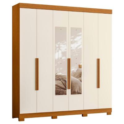 Guarda Roupa Casal Viny A02 6 Portas de Bater 3 Gavetas Off-Cinamomo Mpozenato