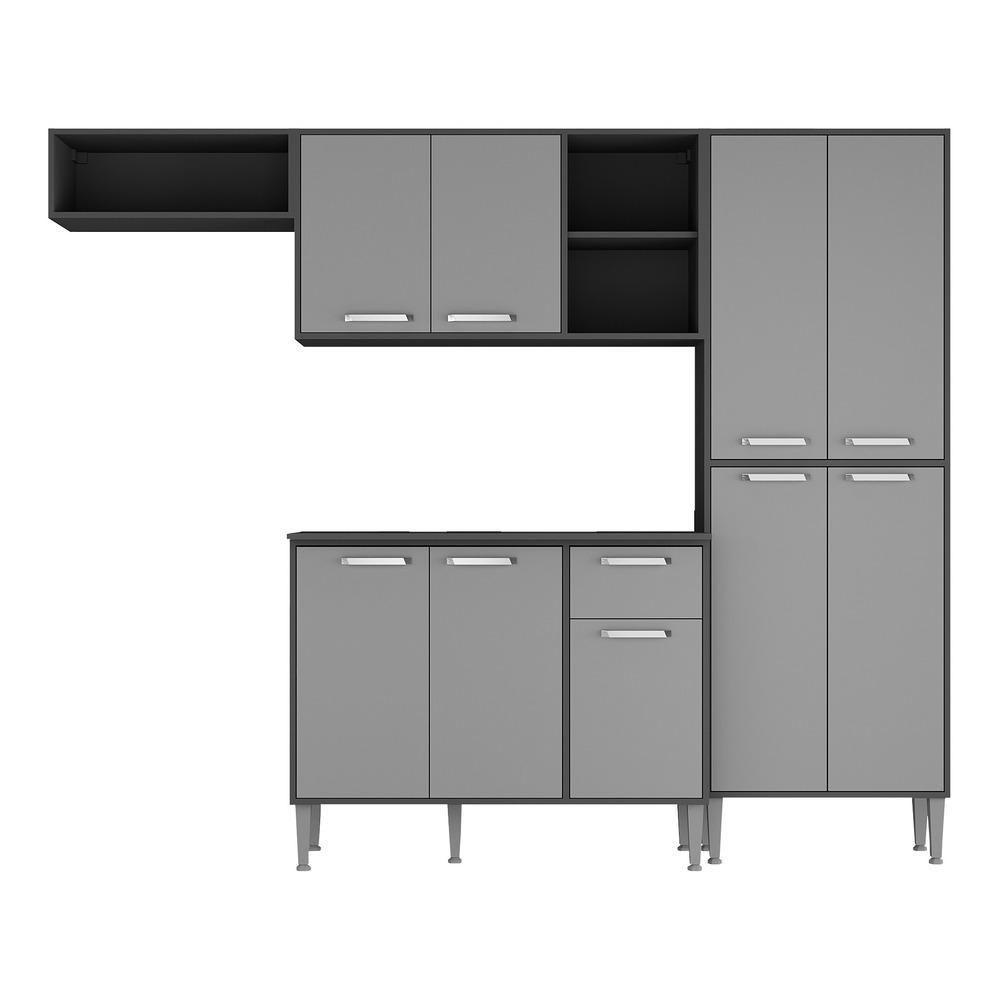 Cozinha Compacta Xangai 9 Portas Multimóveis Preta/Grafite - 2