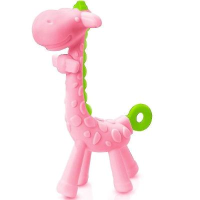 Mordedor De Silicone Em Formato De Girafinha Rosa