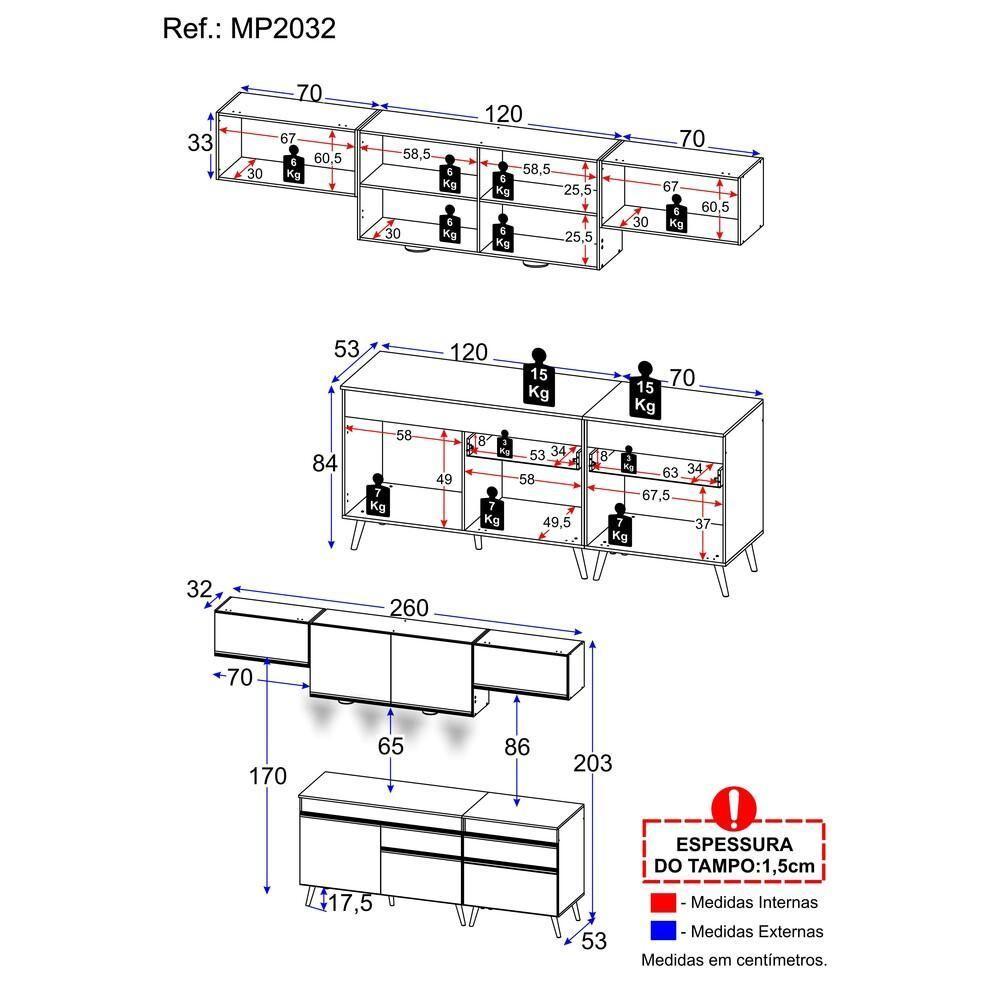 Cozinha Completa 5 Peças Com Leds Mp2032 Veneza Up - 6