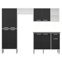 Cozinha Compacta C/ 3 Leds 4 Pçs Xangai Multimóveis V3415 Branca/Preta Branco/Preto - 3