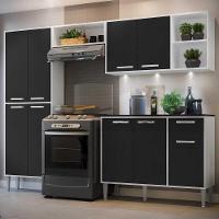 Cozinha Compacta C/ 3 Leds 4 Pçs Xangai Multimóveis V3415 Branca/Preta Branco/Preto - 7