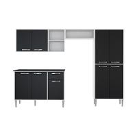 Cozinha Compacta Com Armário E Balcão Xangai Multimóveis Vm2840 Branca/Preta Branco/Preto - 3