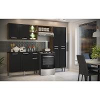 Cozinha Compacta C/ 2 Leds 3 Pçs Pequim Multimóveis V3412 Nogueira/Preta Nogueira/Preto - 7