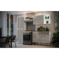 Cozinha Compacta C/ 2 Leds 4 Pçs Xangai Multimóveis V3414 Branca/Lacca Fumê Branco/Lacca Fumê - 2