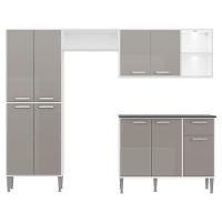 Cozinha Compacta C/ 2 Leds 4 Pçs Xangai Multimóveis V3414 Branca/Lacca Fumê Branco/Lacca Fumê - 3