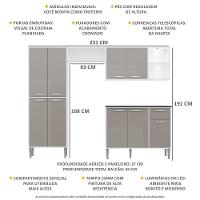 Cozinha Compacta C/ 2 Leds 4 Pçs Xangai Multimóveis V3414 Branca/Lacca Fumê Branco/Lacca Fumê - 6