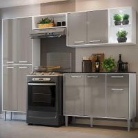 Cozinha Compacta C/ 2 Leds 4 Pçs Xangai Multimóveis V3414 Branca/Lacca Fumê Branco/Lacca Fumê - 7