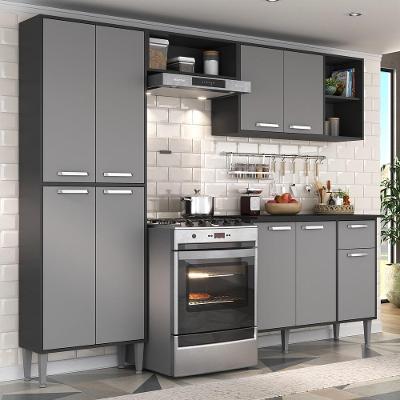 Cozinha Compacta com Armário e Balcão MP2840 9 Portas 1 Gaveta MDF Preto e Grafite