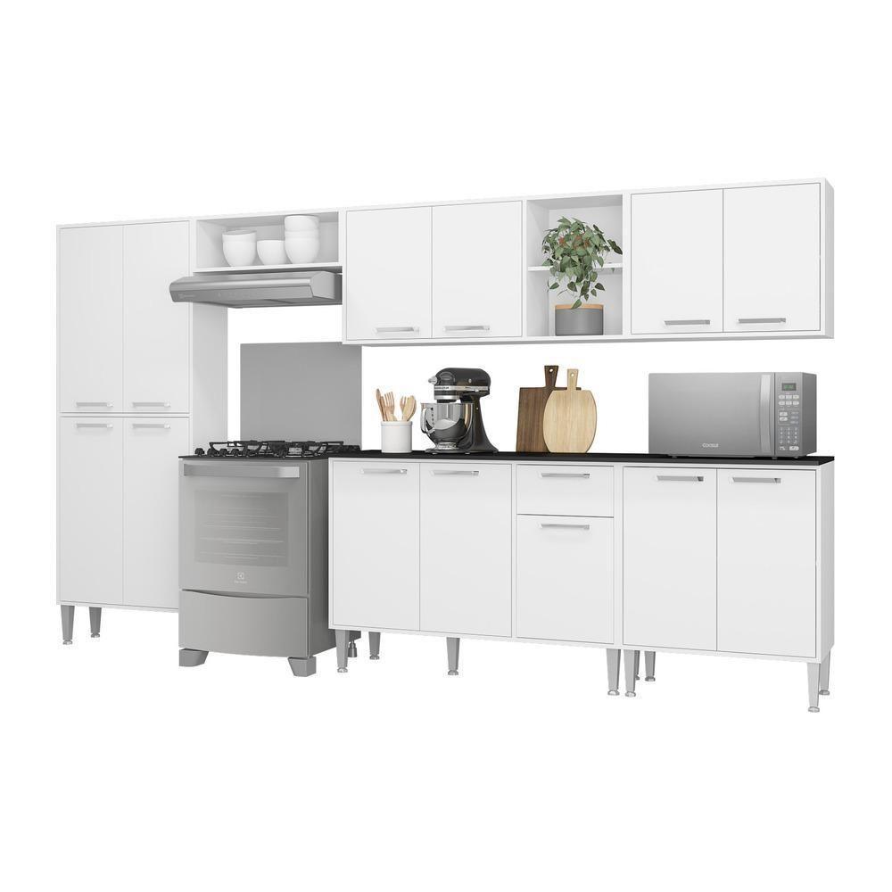 Cozinha Compacta Com Armário E Balcão Xangai Jazz Multimóveis Branca Branco - 1