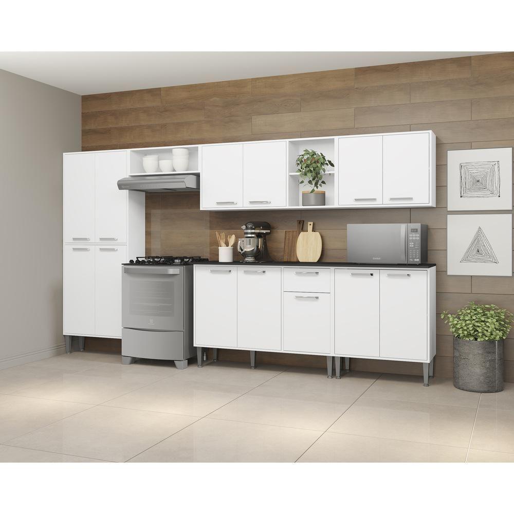 Cozinha Compacta Com Armário E Balcão Xangai Jazz Multimóveis Branca Branco - 2