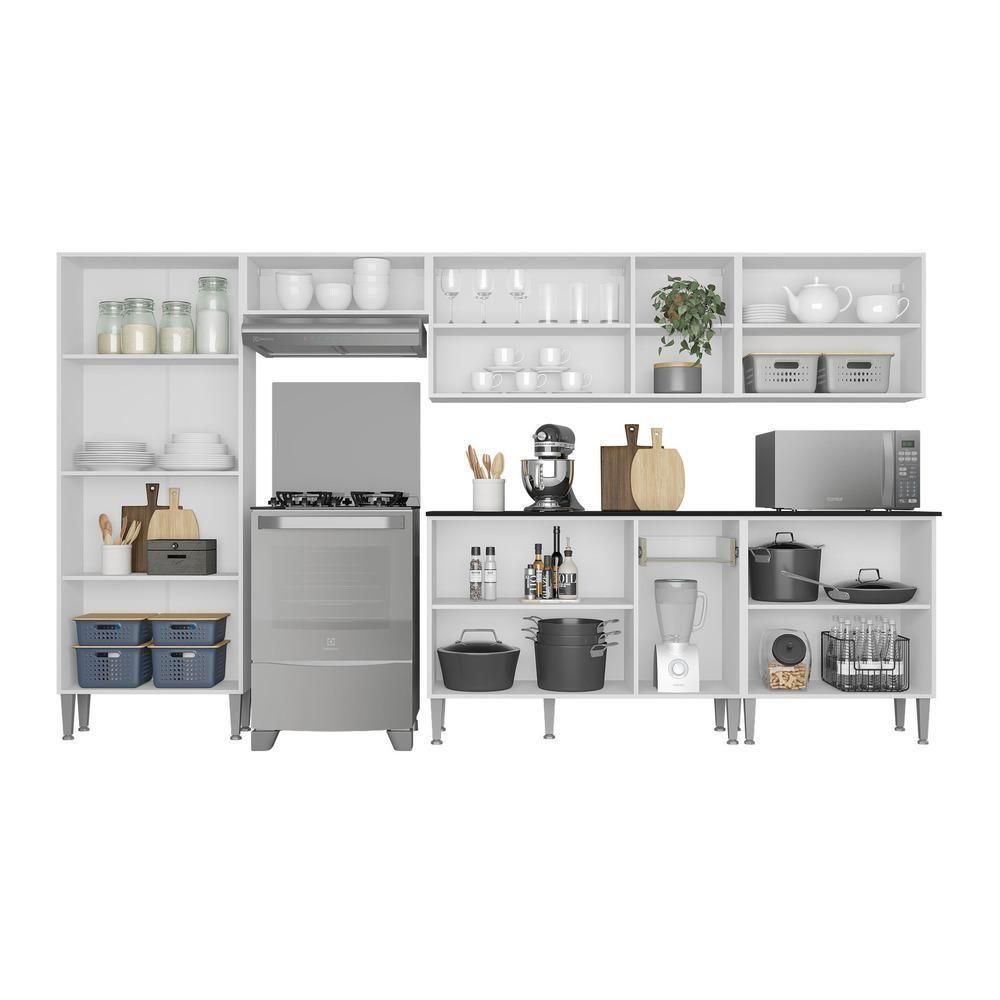Cozinha Compacta Com Armário E Balcão Xangai Jazz Multimóveis Branca Branco - 5