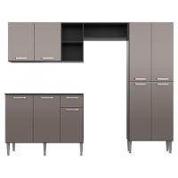 Cozinha Compacta Com Armário E Balcão Pequim Up Multimóveis V2999 Preta/Lacca Fumê Preto/Lacca Fumê - 3