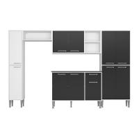 Cozinha Compacta Com Armário E Balcão Xangai Classic Multimóveis Branca/Preta Branco/Preto - 7