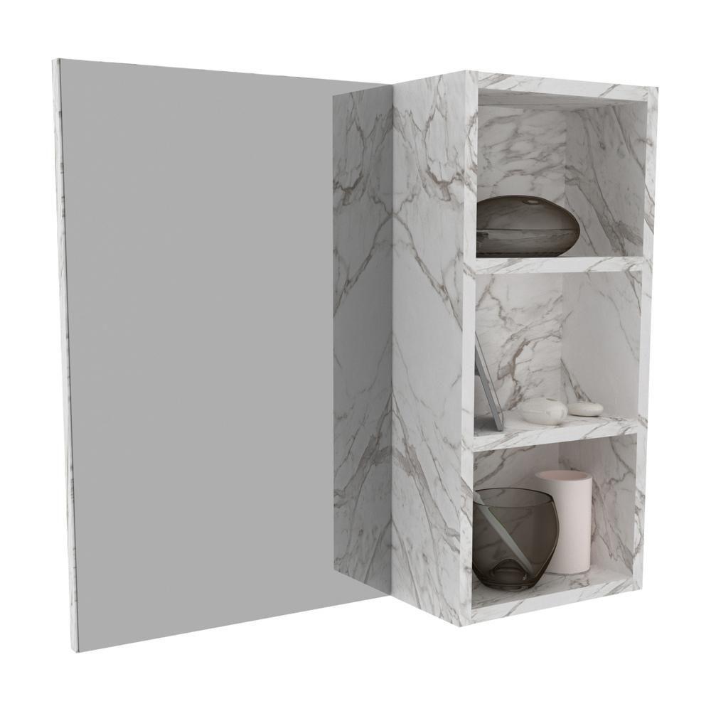 Espelheira Para Banheiro 60Cm Multimóveis Vcr10089 Mármore Branco Mármore Branco - 1