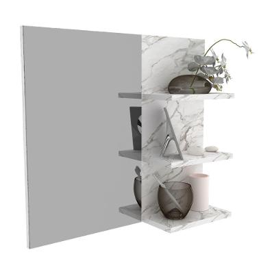 Espelheira Para Banheiro 60Cm Multimóveis Vcr10088 Mármore Branco Mármore Branco