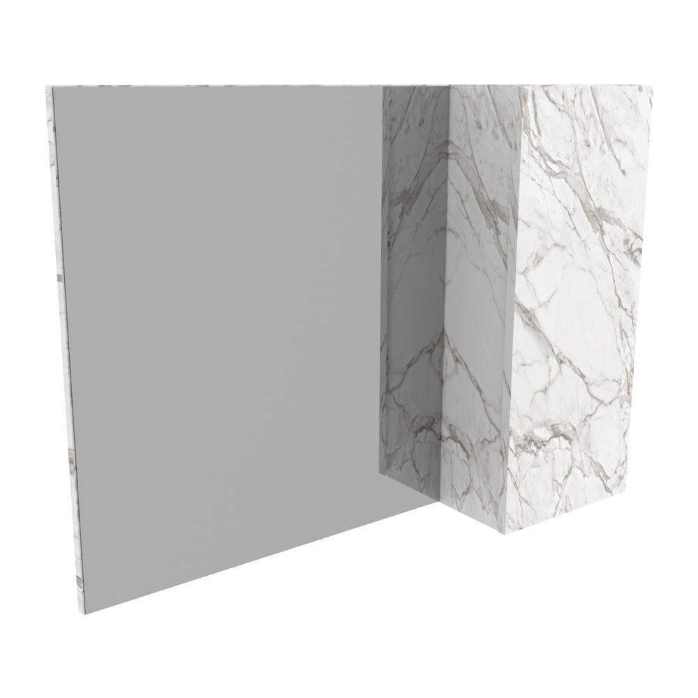Espelheira Para Banheiro 1 Porta 80Cm Multimóveis Vcr10082 Mármore Branco Mármore Branco - 1
