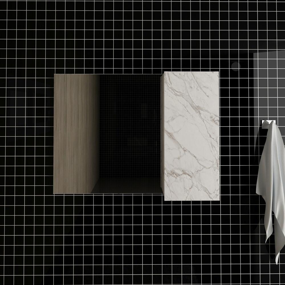 Espelheira Para Banheiro 1 Porta 80Cm Multimóveis Vcr10082 Mármore Branco Mármore Branco - 4