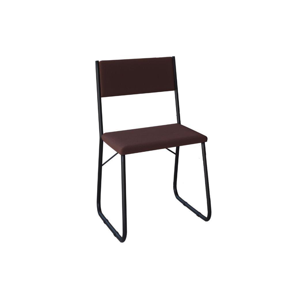 Mesa Jantar Paraty 150cm Tampo Preto Com Cadeiras 6 Cadeiras Angra Estofadas Preta E Marrom - 5