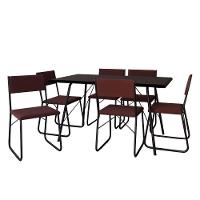 Mesa Jantar Paraty 150cm Tampo Preto Com Cadeiras 6 Cadeiras Angra Estofadas Preta E Marrom - 2