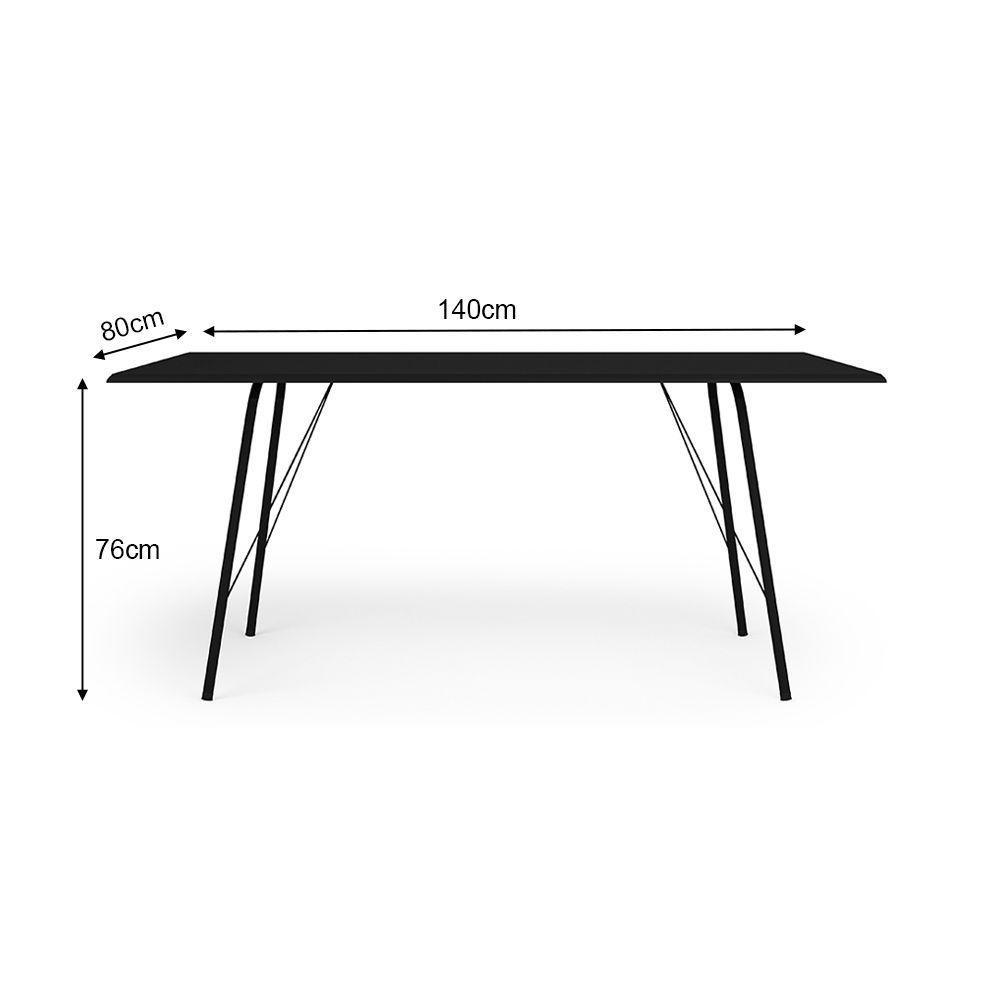 Mesa Jantar Paraty 137cm Tampo Preto Com 4 Cadeiras Angra Estofadas Pretas - 6