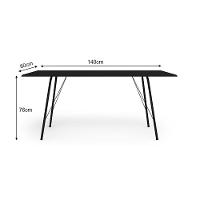 Mesa Jantar Paraty 137cm Tampo Preto Com 4 Cadeiras Angra Estofadas Pretas - 6