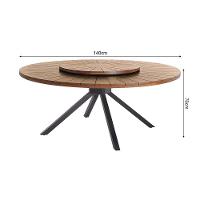 Mesa Redonda Tetra Tampo Giratório Em Madeira Maciça Com Base De Metal Preto Para Sala Jantar 1,40m - 4