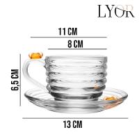 Jogo 10 XícarasDe Chá Com Pires Little Bee Abelha Colmeia Mel Cristal Ecológico 200ml Lyor - 5