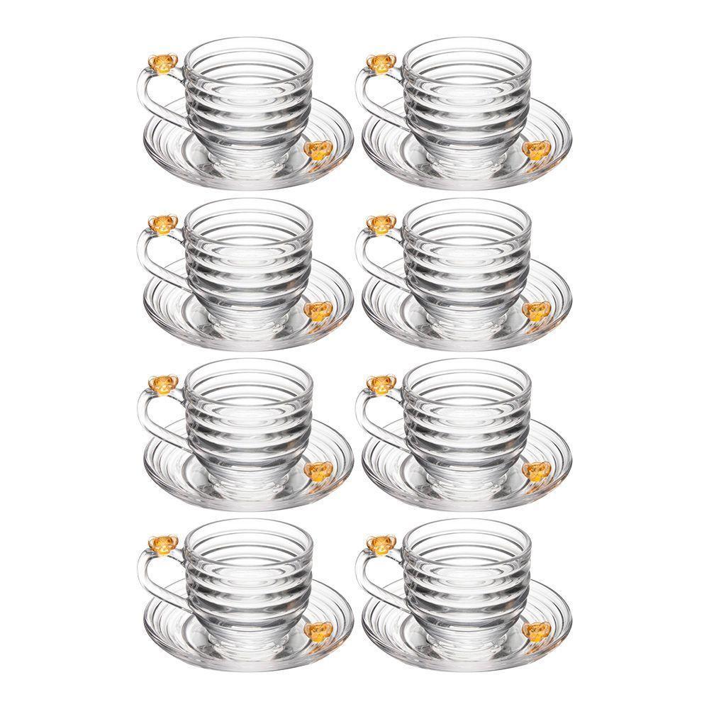 Jogo 8 XícarasDe Chá Com Pires Little Bee Abelha Colmeia Mel Cristal Ecológico 200ml Lyor - 1