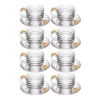 Jogo 8 XícarasDe Chá Com Pires Little Bee Abelha Colmeia Mel Cristal Ecológico 200ml Lyor - 1