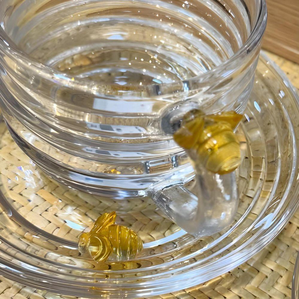 Jogo 12 XícarasDe Chá Com Pires Little Bee Abelha Colmeia Mel Cristal Ecológico 200ml Lyor - 7