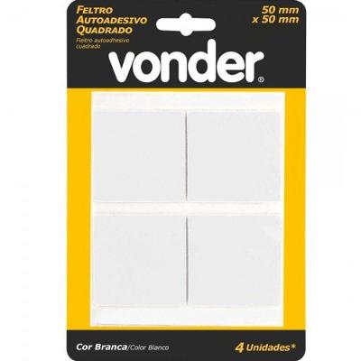 Feltro Adesivo Branco Quadrado 50mm Com 4 Vonder