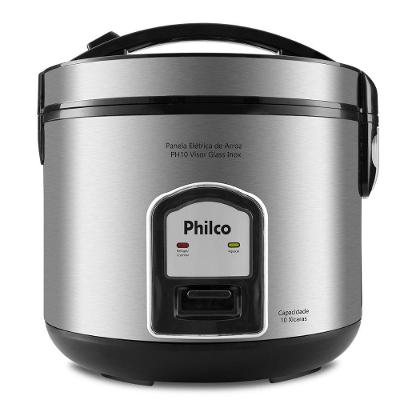 Panela De Arroz Elétrica Ph10p Visor Glass Inox Philco 110V