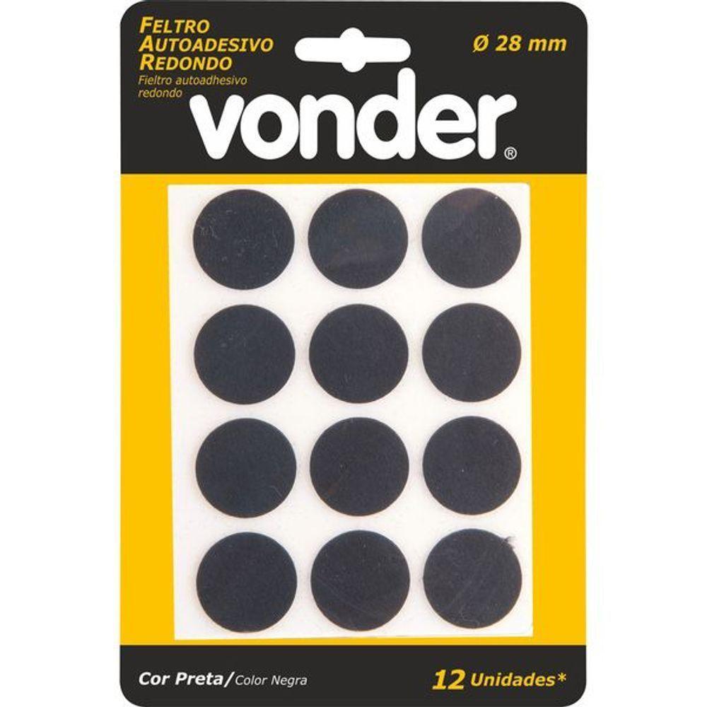 Feltro Autoadesivo Redondo 28mm Com 12 Peças Vonder - 2