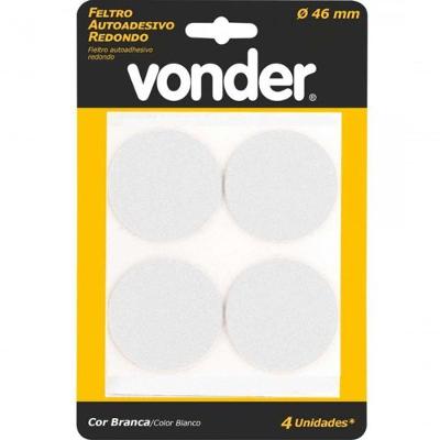 Feltro Adesivo Branco Redondo 46mm Com 04 Vonder