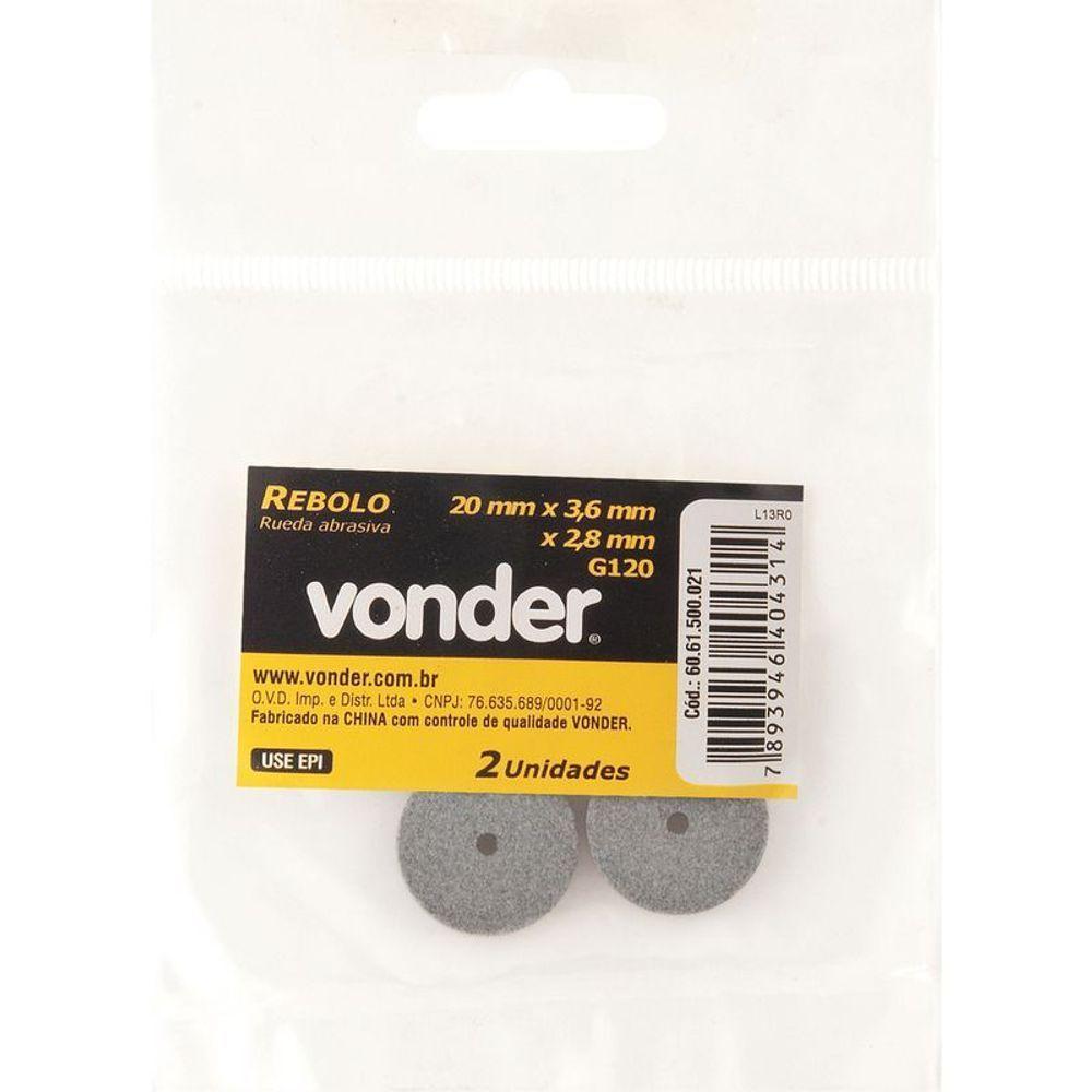 Rebolo 20x3,6mm G120 Para Microrretífica Com 2 Peças Vonder - 3