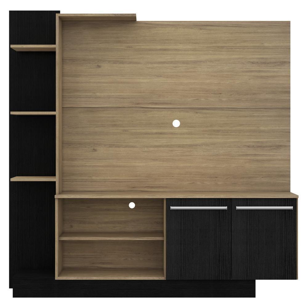 Estante com Painel TV 55´´ 2 portas Denver Rustic Preto - 6