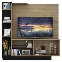 Estante com Painel TV 55´´ 2 portas Denver Rustic Preto - 15