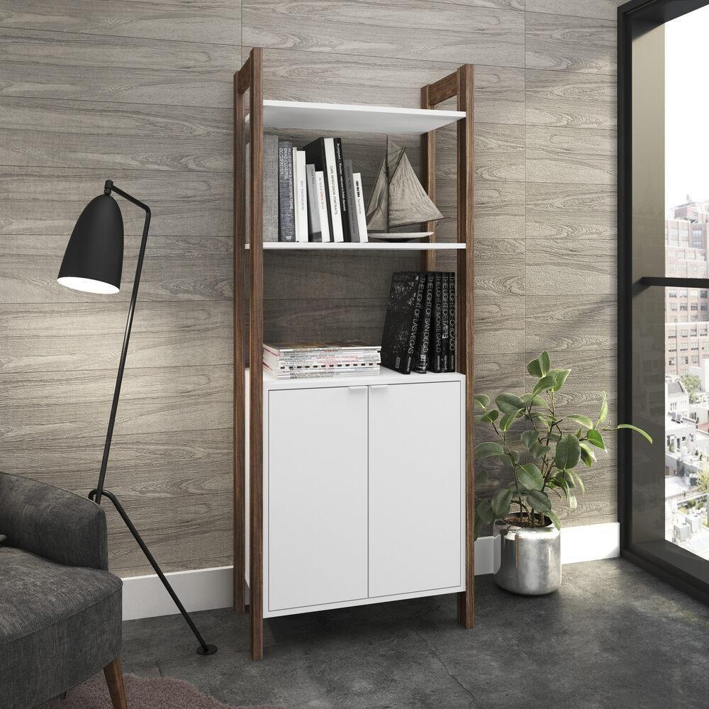 Estante Escritório Com 2 Portas Cr25004 Branca/Nogal - 1